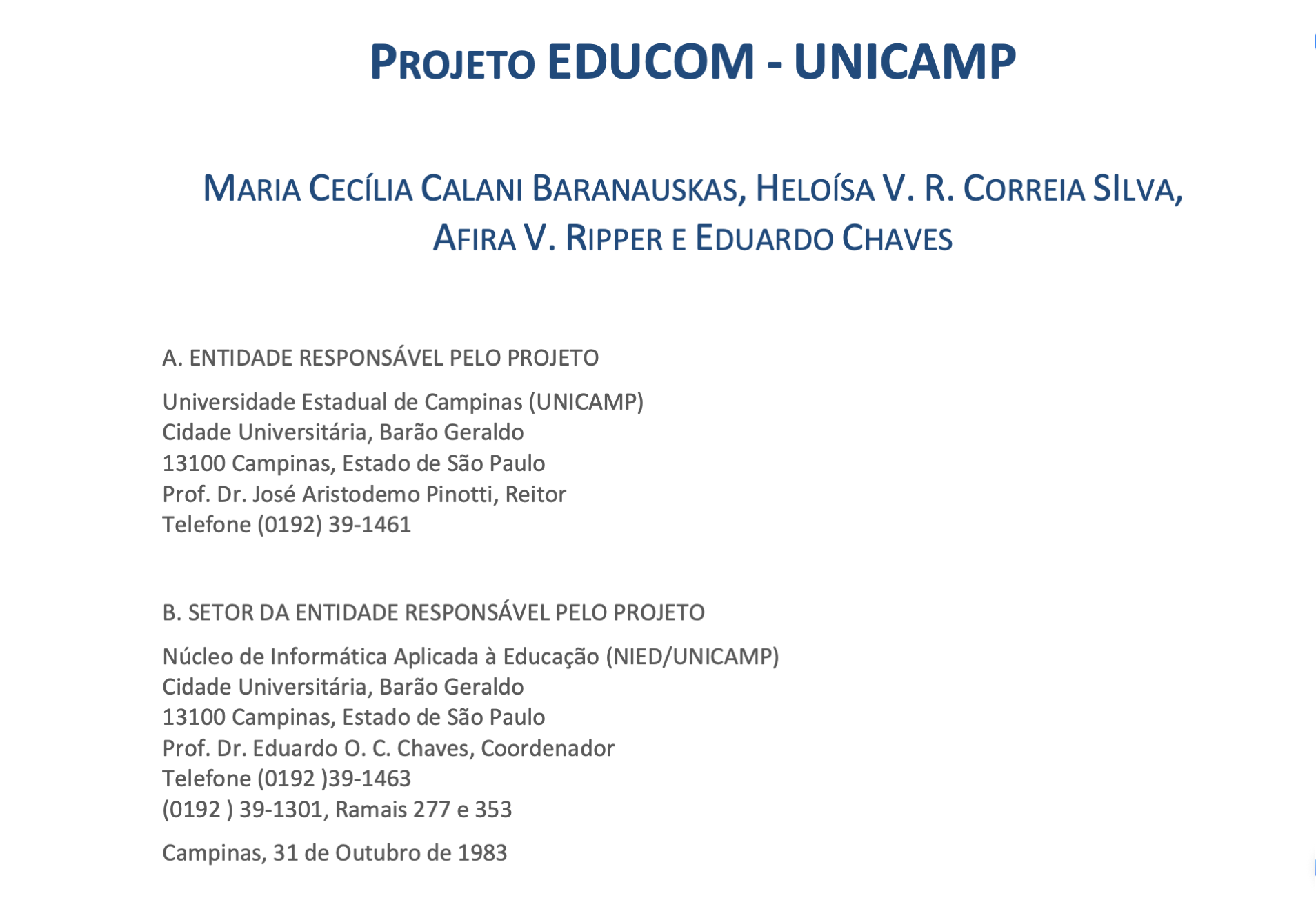 Projeto EDUCOM da UNICAMP 19831031